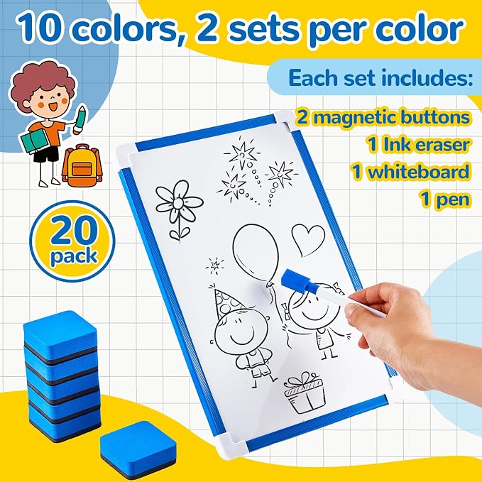 Colarr 100 Set Hanging Magnetic Dry Erase Board Small Double Side White Board - Image 2