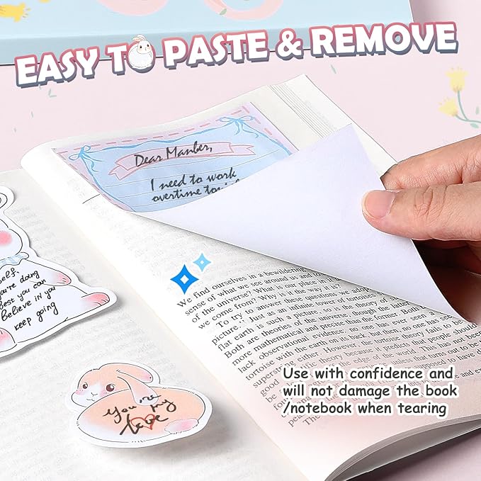 Hommie Cute Sticky Notes Set, Sticky Notes Set Planner Dividers, Easter Bunny Self-Stick Memo Pads with Animal Divider Tabs, Bundle Writing Designs for Office, School, Easter Party Supplies-DeskLoop Office