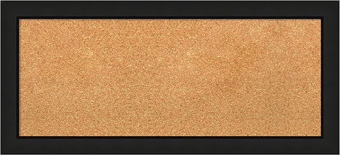 Amanti Art Natural Cork Board for Wall, 15x33 Vision Board with Black Wood Frame, Medium Corkboard Office Decor for Home Organization, Casual Corkboard Pinboard to display items for home organization-DeskLoop Office