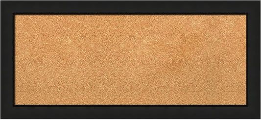 Amanti Art Natural Cork Board for Wall, 15x33 Vision Board with Black Wood Frame, Medium Corkboard Office Decor for Home Organization, Casual Corkboard Pinboard to display items for home organization-DeskLoop Office