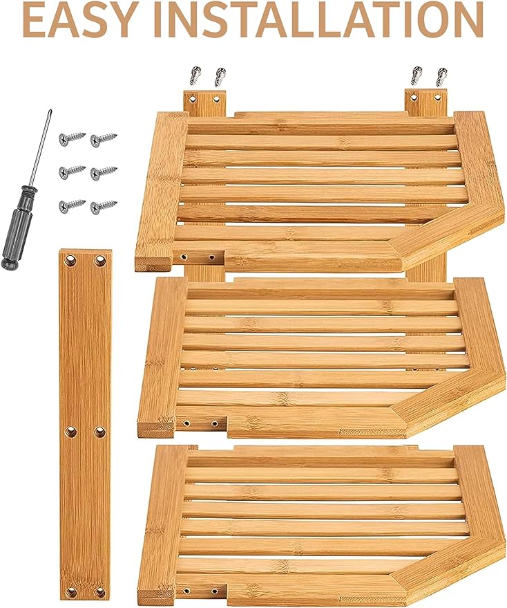 RoyalHouse Bamboo 3-Tier Corner Shelf Organizer - Image 5