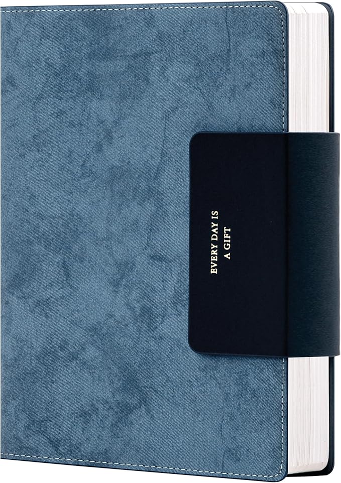 MINICAGIE Lined Leather Journals for Writing A5 Journaling Notebooks with 100 GSM Thick Paper Journal Notebook for Men & Women with Buckle Closure, Work Travel Note Taking Diary 5.7" x 8.3", Blue-DeskLoop Office