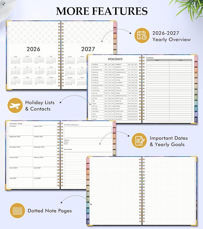 Academic Planner 2026-2027, Hardcover Leather Weekly and Monthly Calendar - Image 6