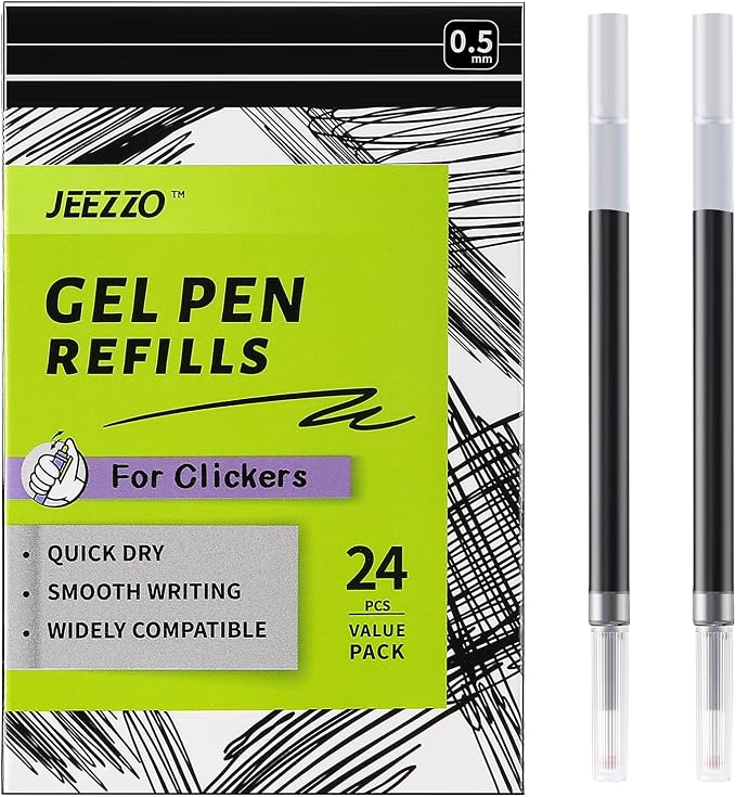 Gel Ink Refills for Retractable Click Pens, Medium Point Pen Refills Compatible by JEEZZOOFFICIAL