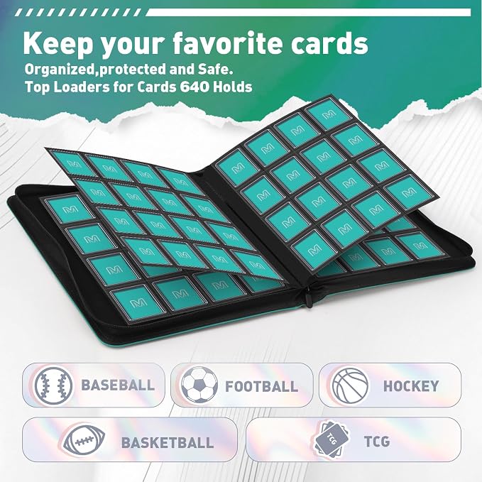 16 Pocket Toploader Binder, Holds 640 Top Loaders, Top Loader Binder - Image 2