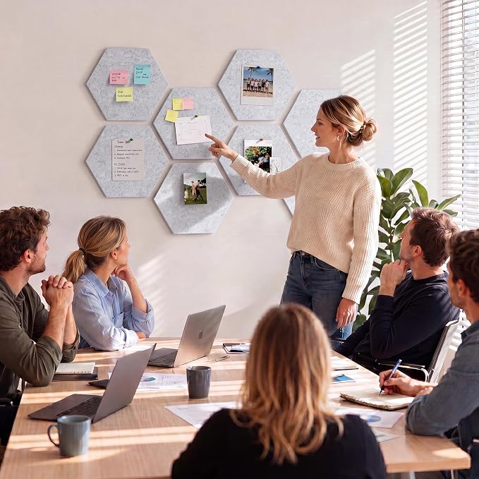 8 Pack Hexagon Felt Bulletin Board Tiles - Image 8
