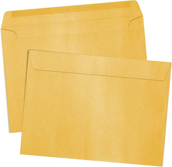 LUXPaper 9 x 12 Booklet Envelopes | Gold Metallic | 80lb. Text | 50 Qty - Image 3