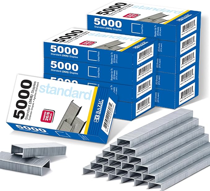 BAZIC Products Standard Staples, 5000 Ct, 24-Box | refills most standard by BAZICProducts