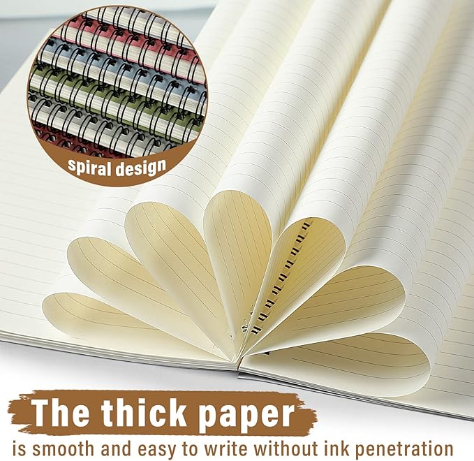 Fuutreo 12 Pcs Spiral Notebook for Work A5 8.3 x 5.7 Inch College Ruled Spiral Journal Notebook Kraft Cover Ruled Paper, 12 Color, 60 Sheets, 120 Pages for Office School(Morandi Color)-DeskLoop Office