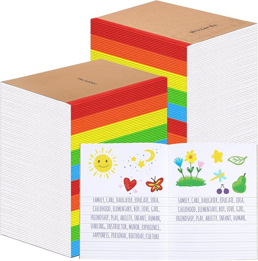 Henoyso 40 Pcs Primary Composition Notebook 9 3/4 x 7 1/2 Inch Kids Journal, Back to School Supplies, K-2 Primary Writing Notebook for Kids Student Draw and Write Story Journal (Bright Color)-DeskLoop Office