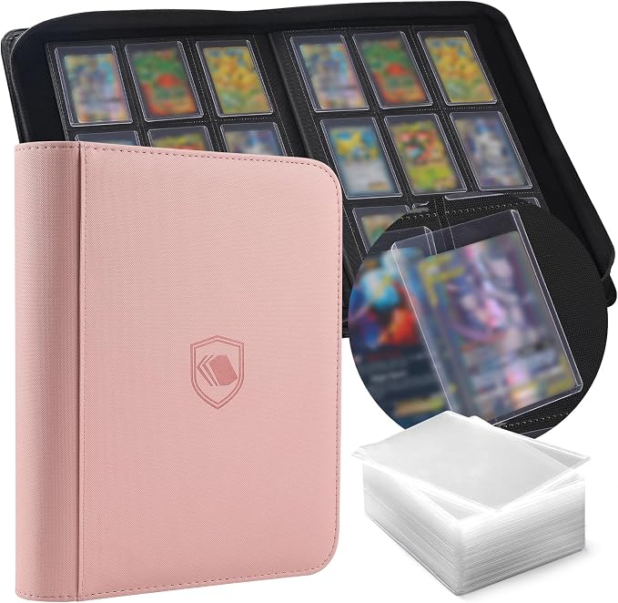 Toploader Binder, Holds 360 Toploaders, 100 Toploaders INCLUDED, 9-Pocket PU by Pemocyny