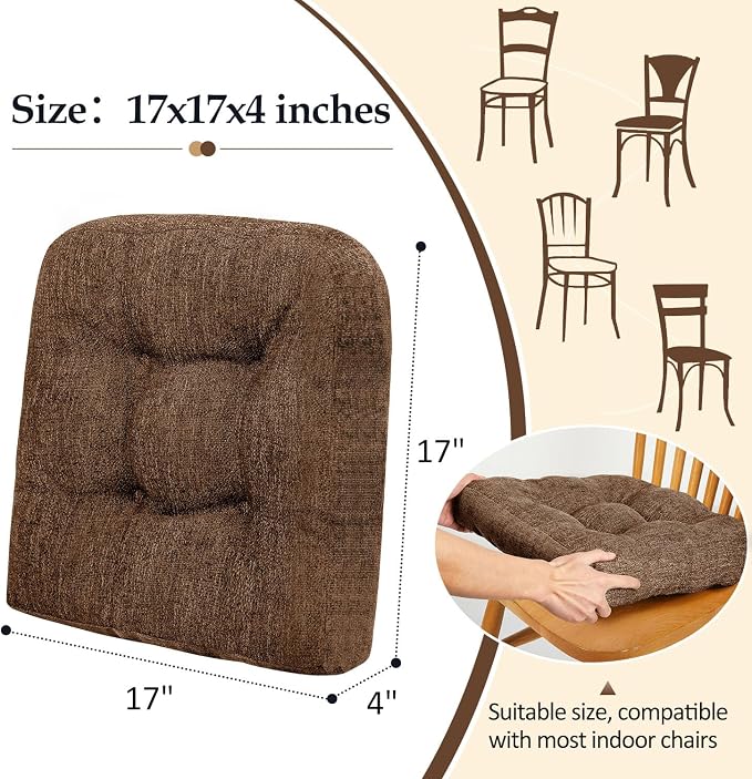 downluxe Chair Cushions for Dining Chairs 4 Pack, Tufted Indoor Chair Pads - Image 4