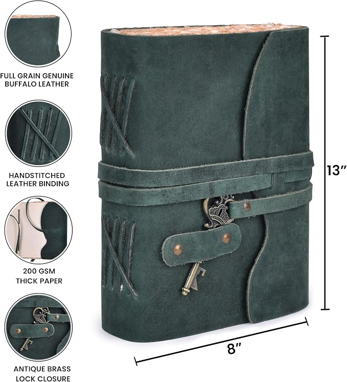 LEATHER VILLAGE Vintage Leather Journal – 200 Handmade Vintage Deckle Edge - Image 5