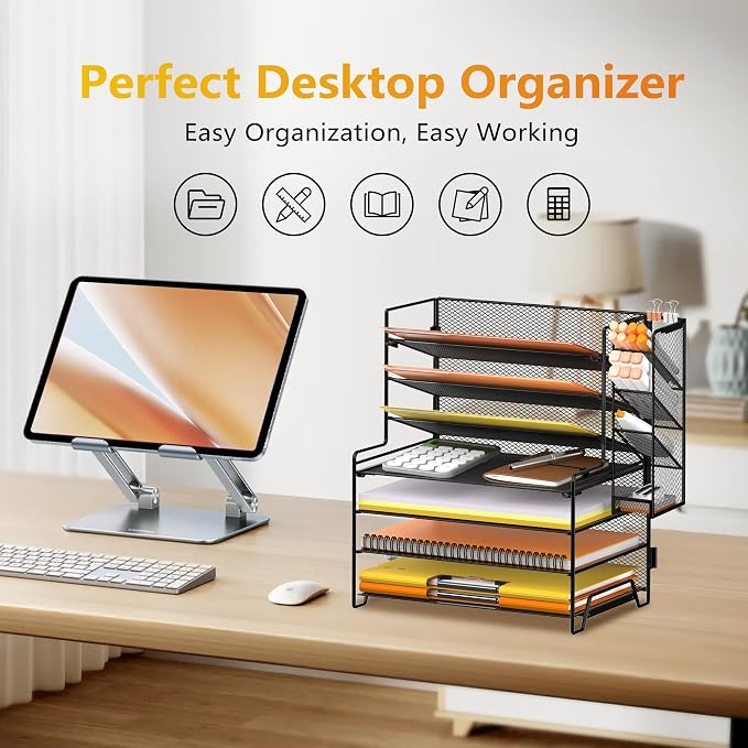 SUPEASY 7 Tier Desk Organizer, Desk File Organizer - Image 5