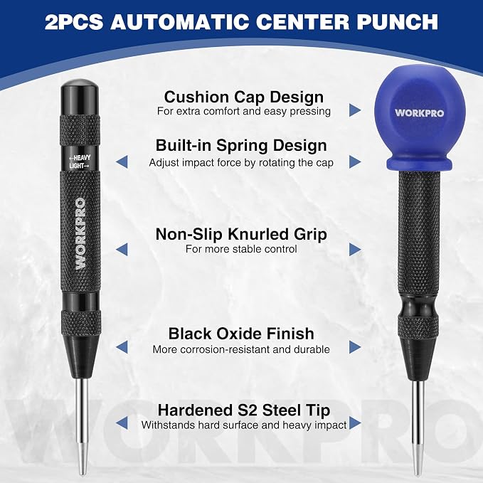 WORKPRO 2PCS Automatic Center Punch - Image 3