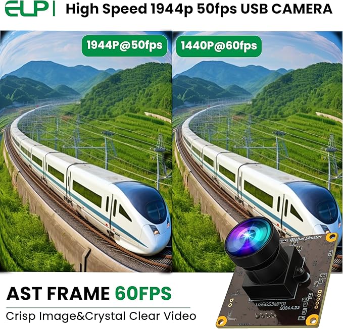 ELP 5MP Global Shutter 50fps USB Fisheye Camera for Computer, Laser Engraver, Live Streaming - 170 Fisheye Lens-DeskLoop Office