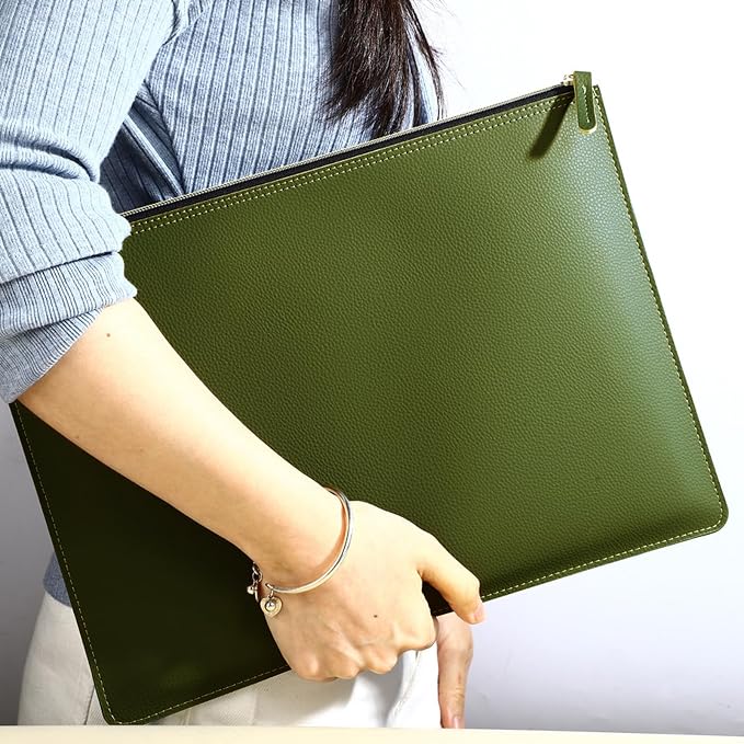 PU Leather A4 File Folder Zipper Document Holder Envelope Folder Case - Image 3