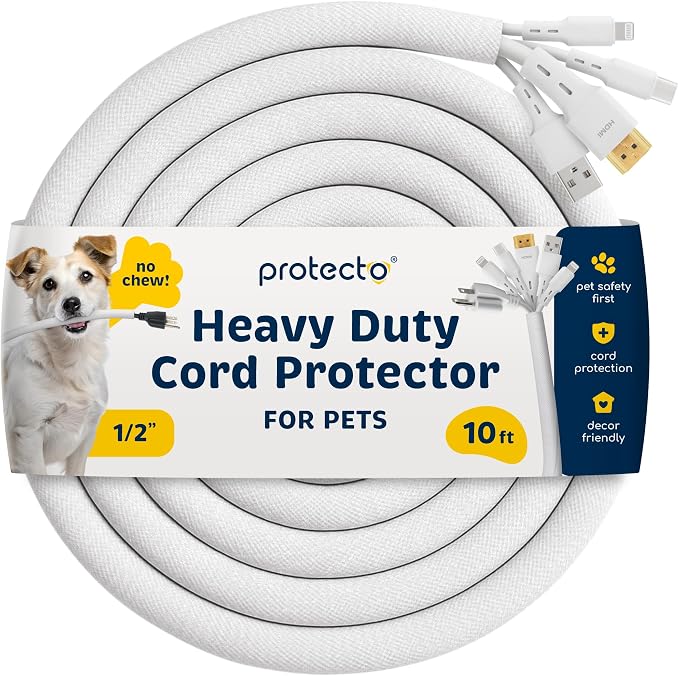 PROTECTO Heavy Duty Dog & Cat Cord Protector 10ft Long Sleeve, Easy-to-Use 1/2 by protecto