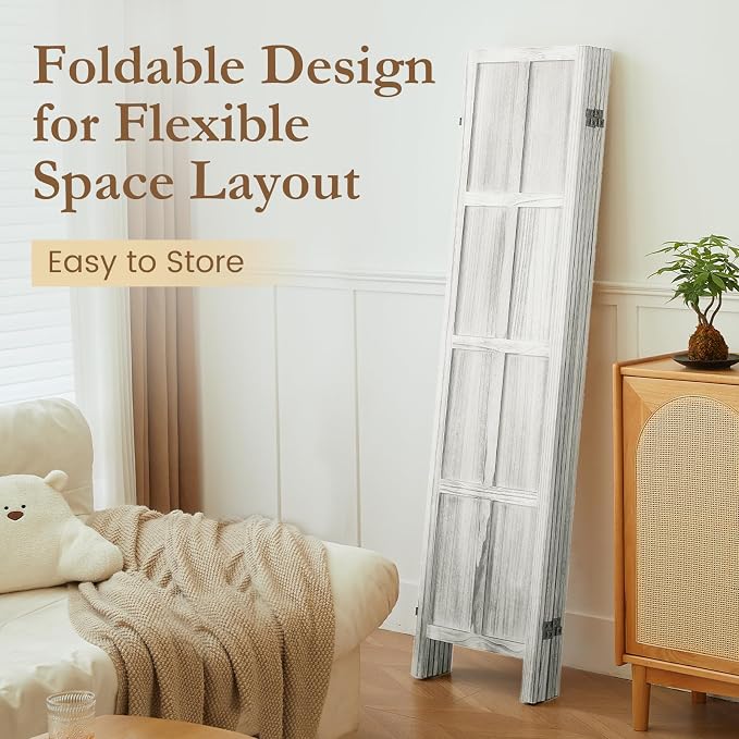 ALeesing 6 Panel Room Divider, 5.6Ft Wood Room Dividers and Folding Privacy - Image 4