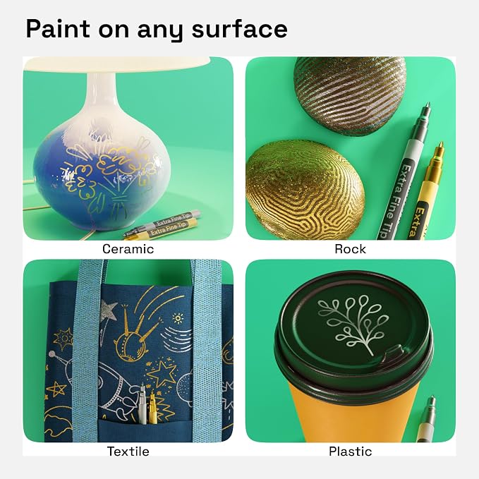 ARTISTRO 2 Gold & Silver Acrylic Paint Markers - Image 2