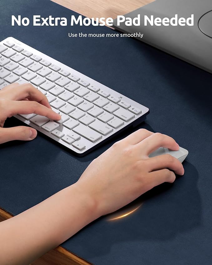 YSAGi Leather Desk Protector, Office Mat, Large Mouse Mat, Non-Slip PU Leather Blotter, Laptop Desk Mat, Waterproof Writing Pad for Office and Home (Dark Blue, 23.6" x 13.8")-DeskLoop Office