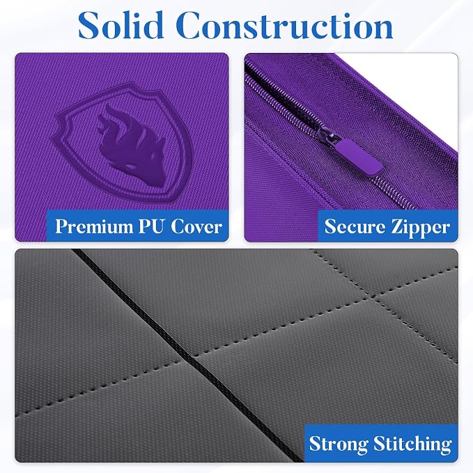 Premium Zip Card Binder 12 Pocket, Fabmaker 912 Pockets Trading Card Binder - Image 2