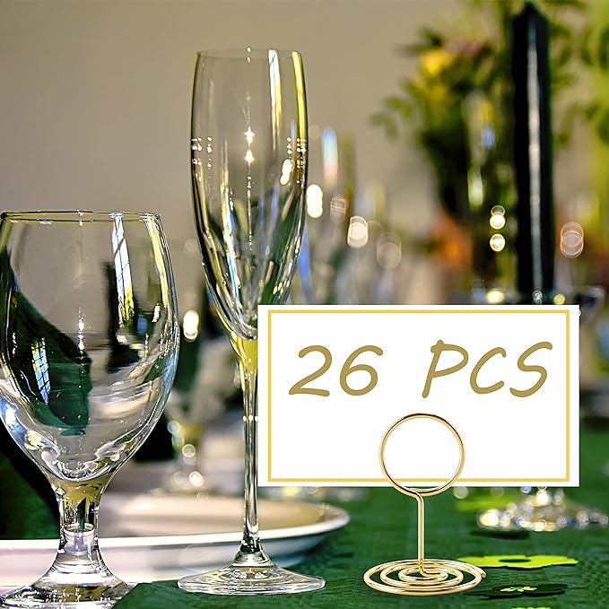 Hoewina 26Pcs Table Number Holders, Place Card Holder, Wire Picture Holder - Image 3