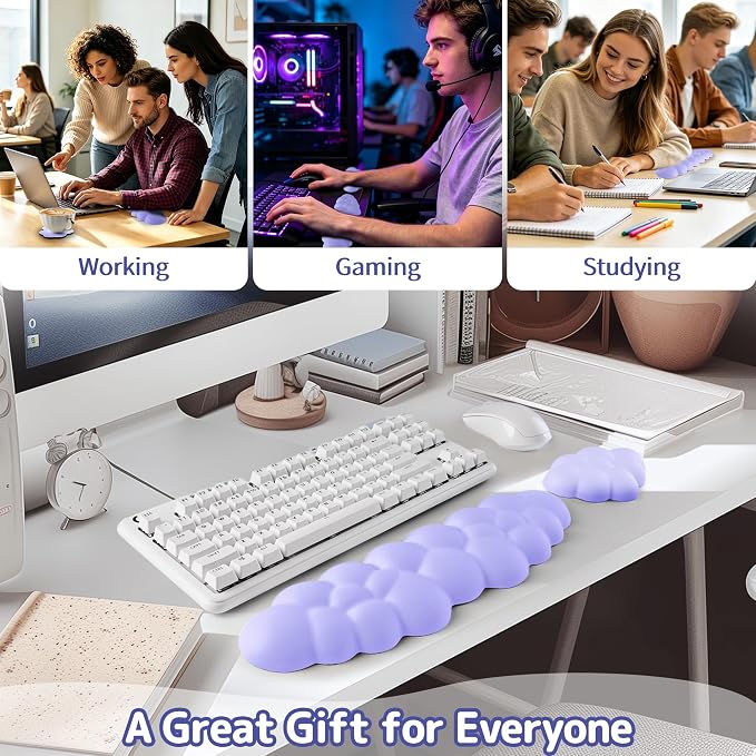 Sushret Cloud Wrist Rest Keyboard, Cloud Keyboard Wrist Pad Set - Image 6