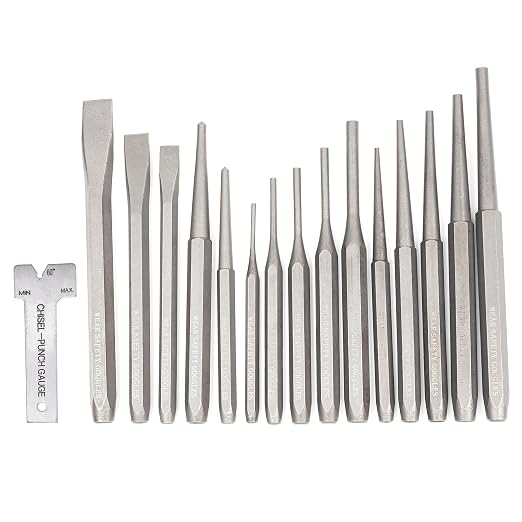 NEIKO 02626A Punch and Chisel Set | 16 Piece | Cold Chisels, Pin & Center by NeikoTools