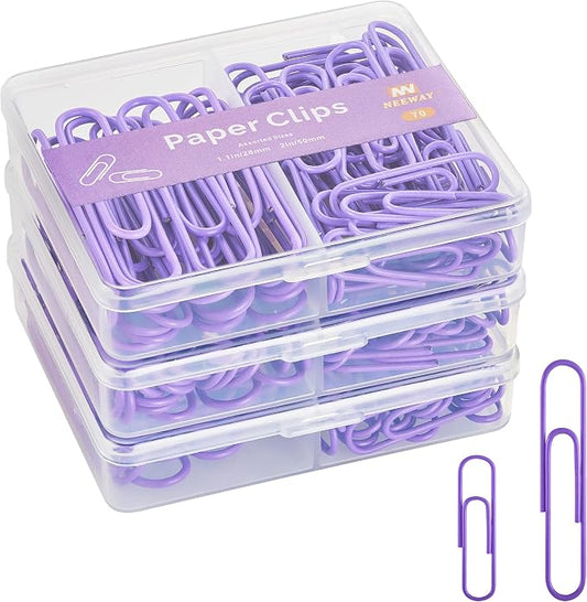 NEEWAY Colorful Paper Clips Assorted Sizes, Small and Large Paperclips by NEEWAY
