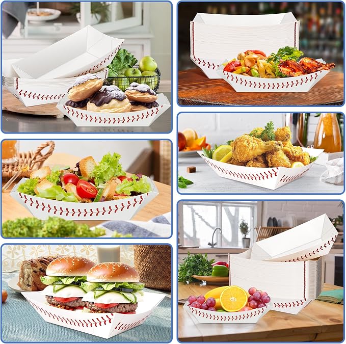 100 Pack 3Lb Paper Food Boat Trays, Baseball Birthday Decoration Baseball Party - Image 7