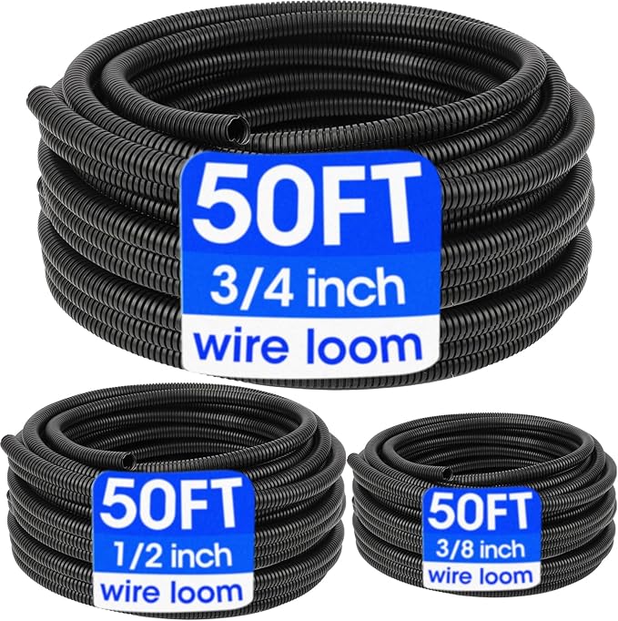 Wire Loom 3/8", 3/4 Inch x 50 FT, Split Wire Loom Tubing Wire Conduit, Wire by YesBes