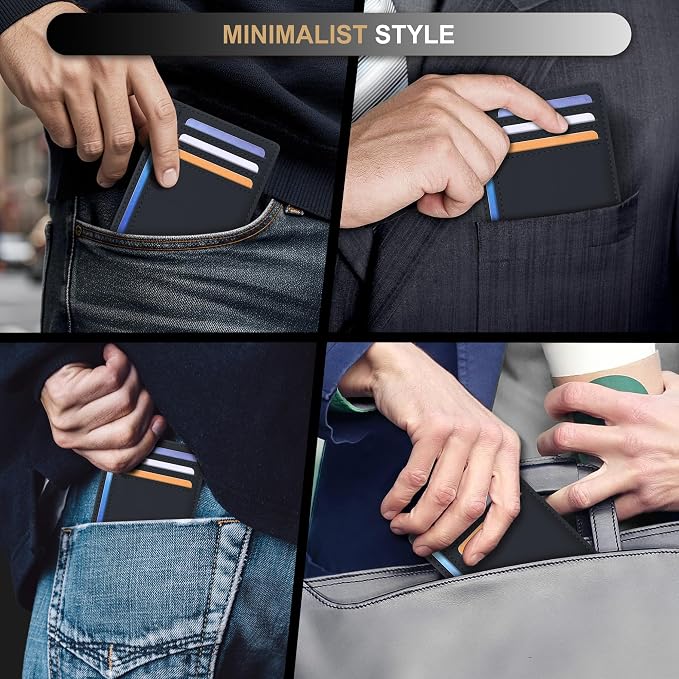Travelambo Slim Wallet Front Pocket Minimalist Leather RFID Blocking Medium Size - Image 7
