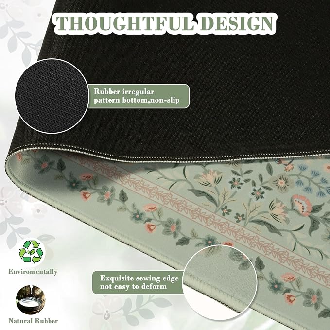 iCasso Aesthetic Floral Desk Mat, L Mouse Pads, Anti-Slip Mousepad - Image 4