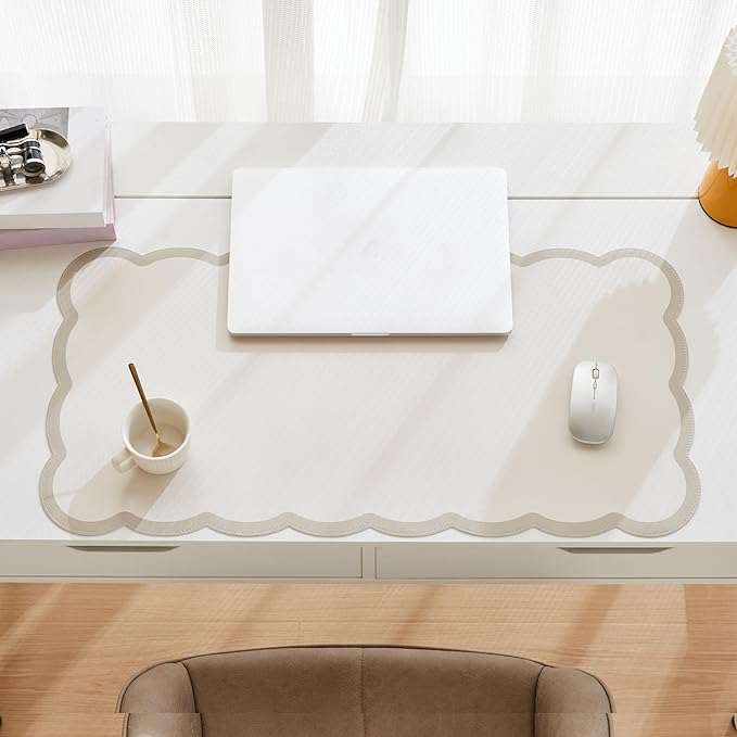 Scalloped Desk Mat, 31.5" x 15.7" Large Cute Aesthetic Desk Accessories - Image 3