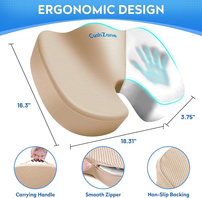 CushZone Seat Cushion, Office Chair Cushions, Car Seat Cushion, Non-Slip - Image 4