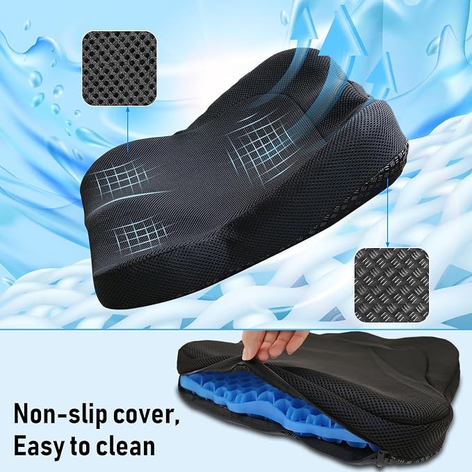 Cooling Gel Seat Cushion, Thickened Big Breathable Honeycomb Design Absorbs - Image 4