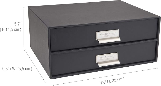 Bigso Box of Sweden Birger 2-Drawer Fiberboard Label Frame Document Letter Box - Image 3