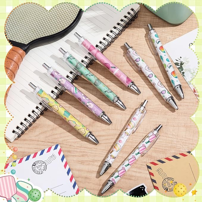 Ireer 8 Pcs Ballpoint Pens for Women 1.00 mm Cute Black Ink Pens Fine Point - Image 3