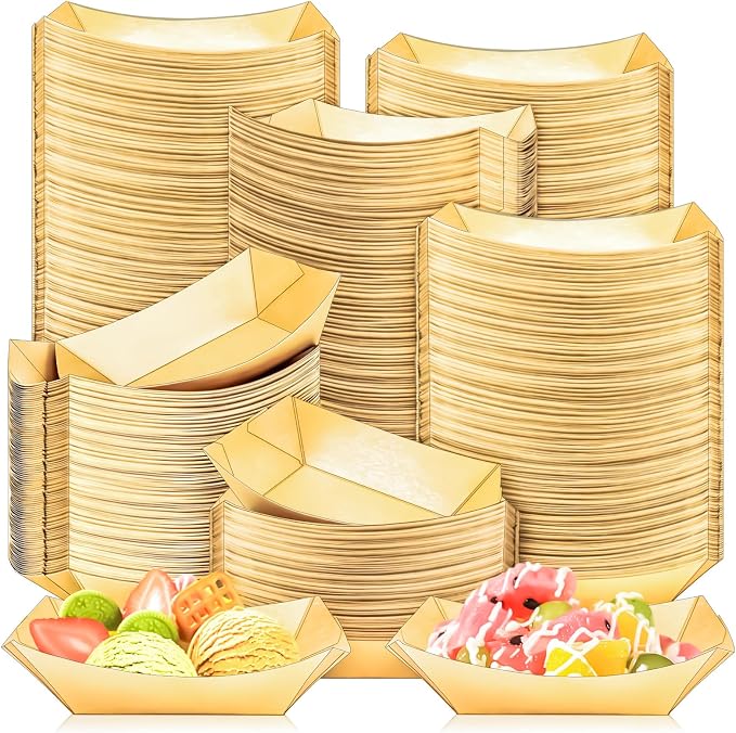 350 Pack 1Lb Paper Food Boat Trays Disposable Paper Boat Plates Containers by MotBach