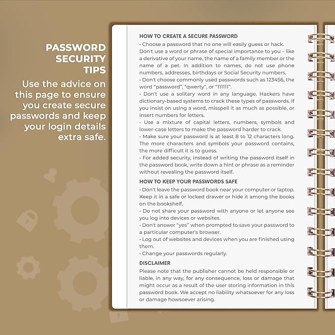 Clever Fox Password Book Spiral – Internet Address & Password Organizer - Image 5
