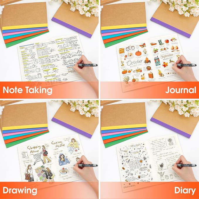 YesBes 64 Pack Composition Notebooks Bulk, A5 Kraft Cover Lined Journaling - Image 7