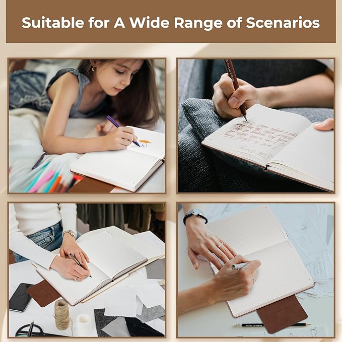 MINICAGIE Lined Leather Journals for Writing A5 Journaling Notebooks with 100 GSM Thick Paper Journal Notebook for Men & Women with Buckle Closure, Work Travel Note Taking Diary, 5.7" x 8.3", Pink-DeskLoop Office