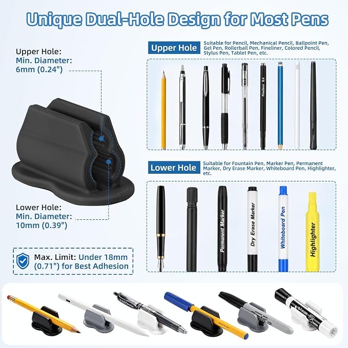 Biottro 12PCS Adhesive Pen Holder Pencil Holder - Image 2