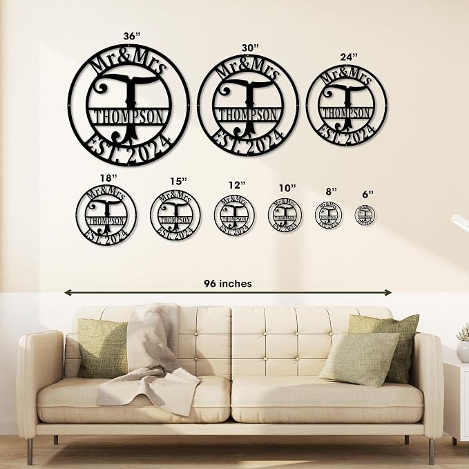 Custom Metal Signs | Personalized Monogram Name Sign | Outdoor Wall Art - Image 2