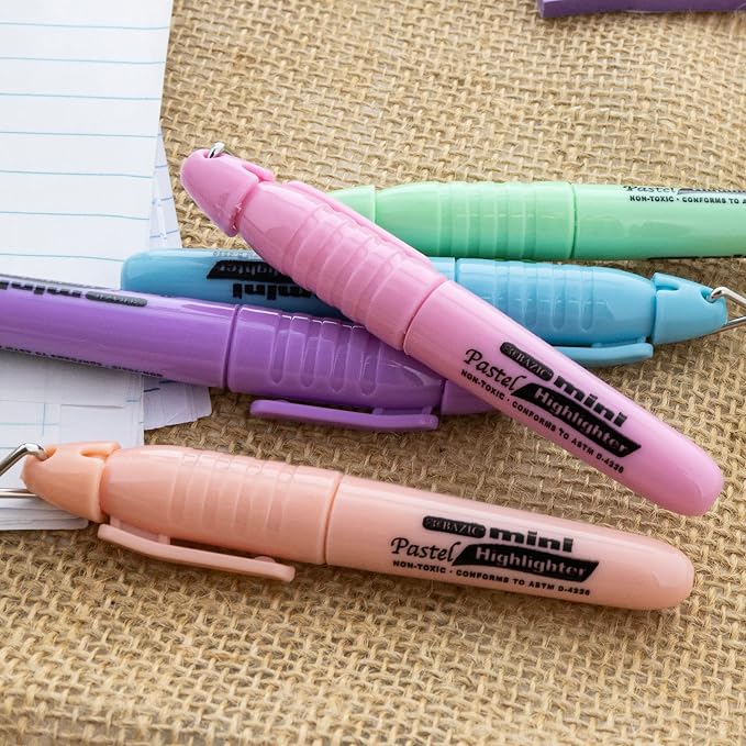 BAZIC PRODUCTS Mini Pastel Highlighters, Chisel Tip, cap clip, non-toxic ink - Image 7