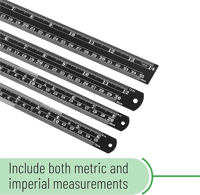 Mr. Pen- Metal Straight Edge Ruler, Imperial & Metric Measurements - Image 3
