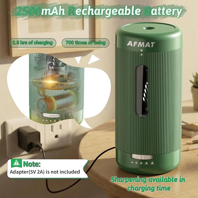 AFMAT Electric Pencil Sharpener, Auto in & Out, 5 Nibs, 7K+ Uses, Fully - Image 5