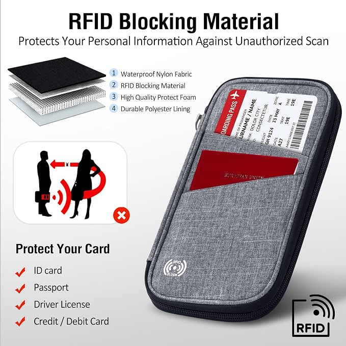 BKNOOU Passport Holder Family Rfid Blocking Travel Document Organizer, Travel - Image 2