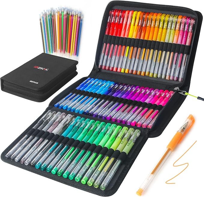 120 Pack Glitter Gel Pens Set, ZSCM 60 Colors Glitter Pens by ZSCM